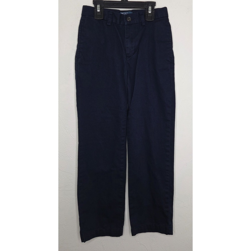 Polo Ralph Lauren Pants Boys 7 Navy Straight Leg Flat‎ Front Preppy Pony Logo